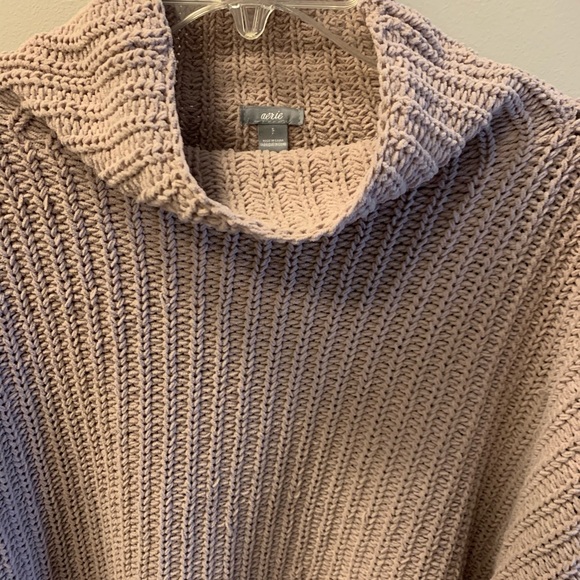 AERIE Mauve Mock Neck Sweater, Size S - Picture 2 of 7